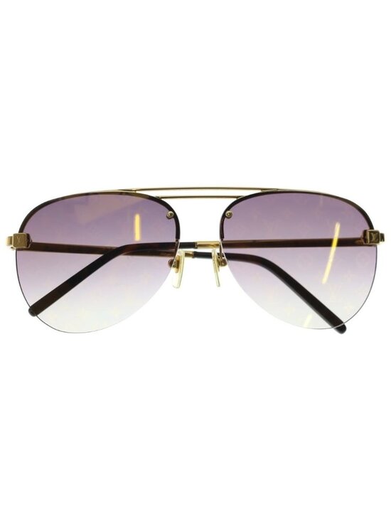 Louis Vuitton Clockwise Monogram Lens Side Temple Logo Teardrop Sunglasses Gold